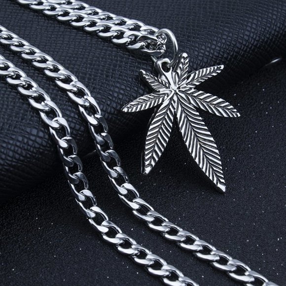 ❤️Hip Hop Leaf Chain Pendant Necklace for women/men, N90201P141 - Picture 4 of 8